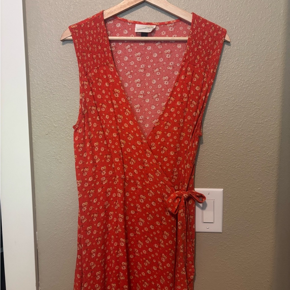 Vintage Threads Red/Orange Wrap Maxi Dress